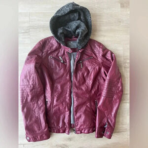 VANITY WOMEN'S RED FAUX LEATHER JACKET